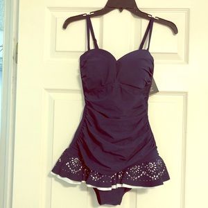 Old style navy blue swimsuit dress
